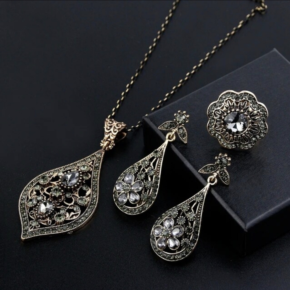 Turkish Vintage Style Jewelry Set forWomen,NEW,3Pcs,WeddingHandmadeGift
